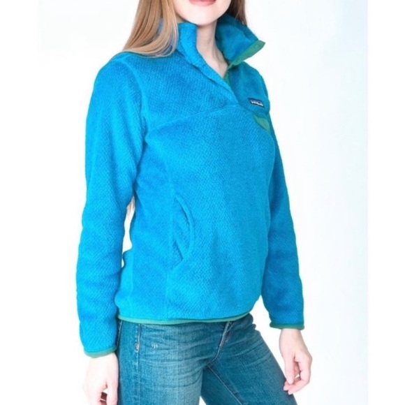 Patagonia Blue Fleece Snap Re-Tool T-Pull Woman’s Medium - Picture 12 of 13
